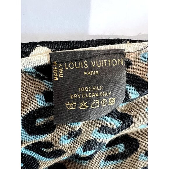 Louis Vuitton Stephen Sprouse Animal Print Striped Scarf in Cream Black Brown - Picture 7 of 8